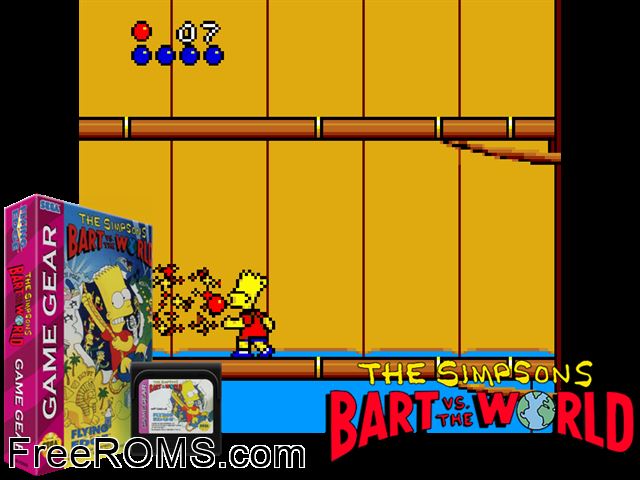 Bart vs the World Game Gear game showing 3D box cover and gameplay screenshot